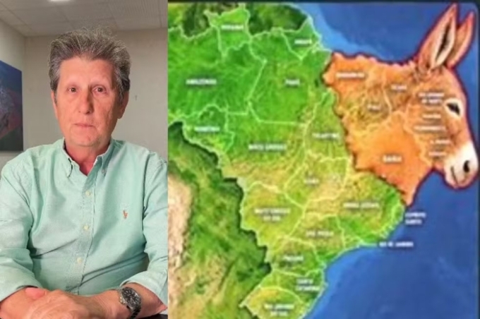 Prefeito de Chapadão do Sul compartilha imagem com mapa do Nordeste em formato de burro