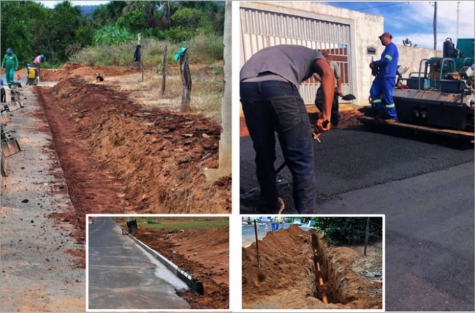 Figueirão: Prossegue as obras de pavimentação asfáltica e drenagem de águas pluviais, construção de m