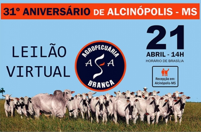Agropecuária Asa Branca realizará Leilão Virtual em Alcinópolis – MS.