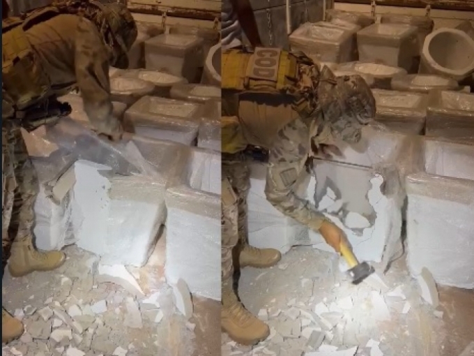 Polícia apreende quase uma tonelada de maconha dentro de vasos de cimento