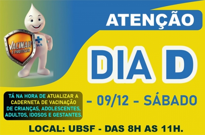 ATENÇÃO: Preparem para o dia D de vacinação em Alcinópolis.