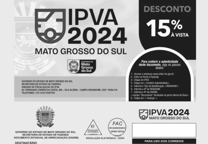 Donos de veículos receberão “cartinha” do IPVA pela última vez em 2025 Donos de veículos receberão “cartinha” do IPVA pela última vez em 2025