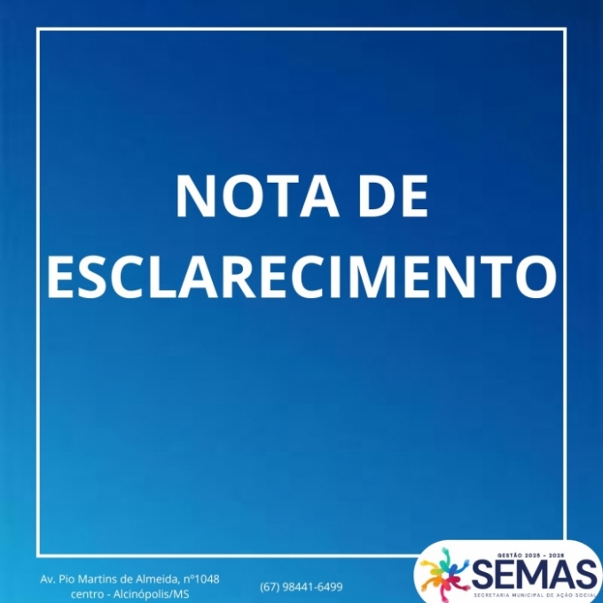 NOTA DE ESCLARECIMENTO - Utilização da Veladoria Municipal de Alcinópolis. NOTA DE ESCLARECIMENTO - Utilização da Veladoria Municipal de Alcinópolis.