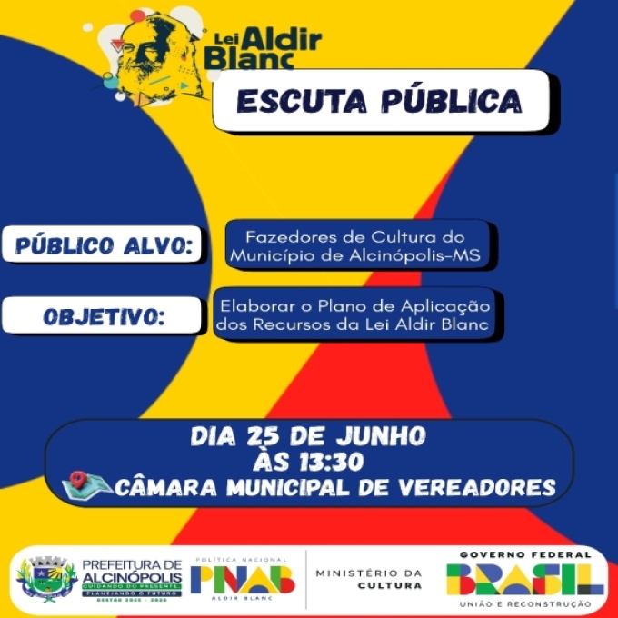 Escuta pública em Alcinópolis sobre a elaboração do Plano de Aplicação dos Recursos da Lei Aldir Blanc Escuta pública em Alcinópolis sobre a elaboração do Plano de Aplicação dos Recursos da Lei Aldir Blanc