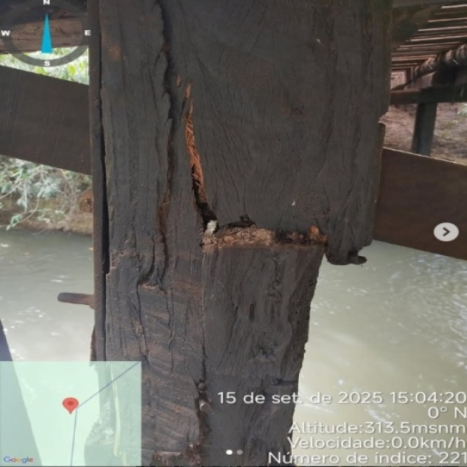 Trânsito de caminhões e veículos pesados está proibido na ponte do Rio Figueirão