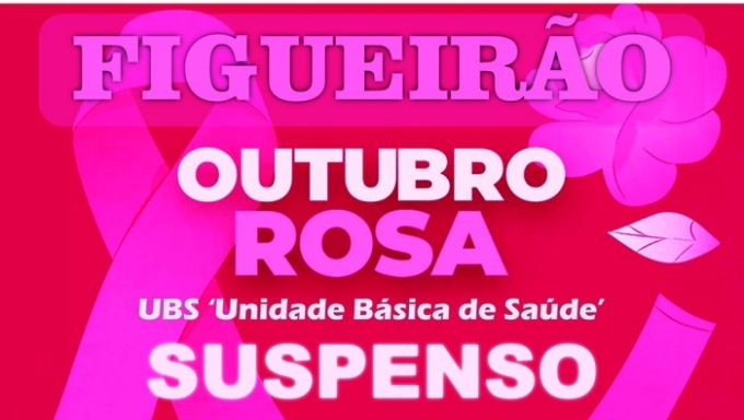UBS de Figueirão terá atendimento suspenso na tarde desta sexta-feira (24) para ação do Outubro Rosa UBS de Figueirão terá atendimento suspenso na tarde desta sexta-feira (24) para ação do Outubro Rosa