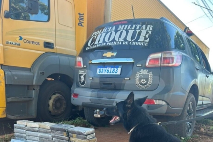 Caminhão dos Correios levava 44 quilos de cocaína e canetas emagrecedoras contrabandeadas em MS