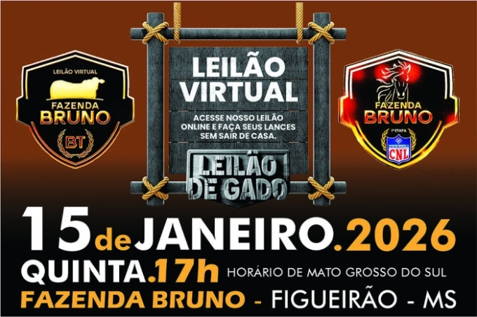 Leilão Virtual Fazenda Bruno oferta mais de mil animais durante a 1ª etapa da CNL