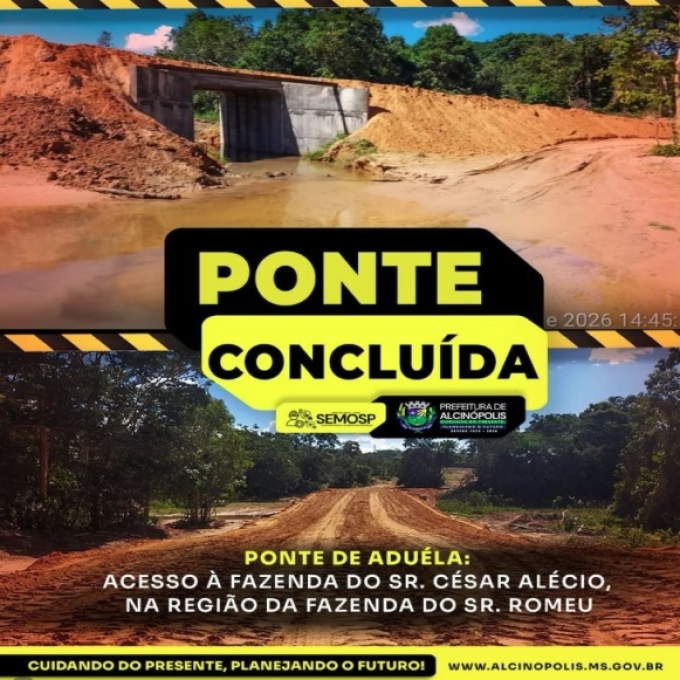 Prefeitura de Alcinópolis conclui e entrega ponte de Aduéla na zona rural