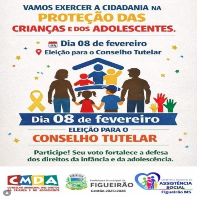 Atenção, Figueirão: Eleição do Conselho Tutelar será dia 08 de fevereiro