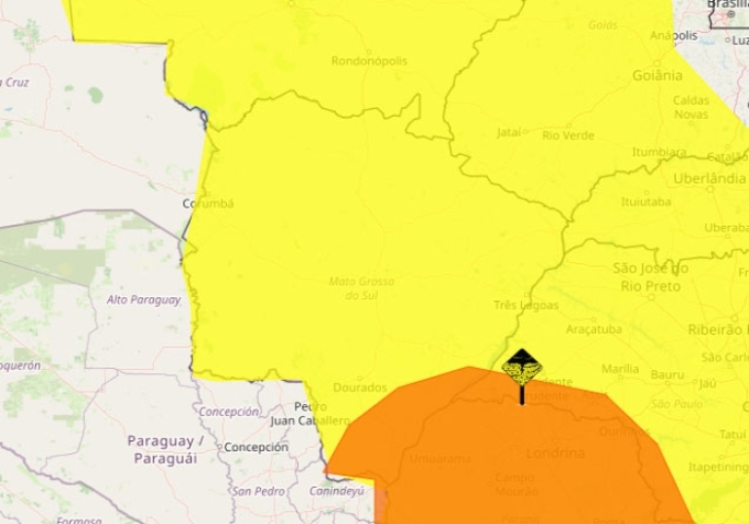 Todos os municípios de MS estão em alerta para tempestades e chuvas intensas