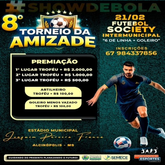 Inscrições abertas para o 8º Torneio da Amizade de Futebol Society será realizado em Alcinópolis