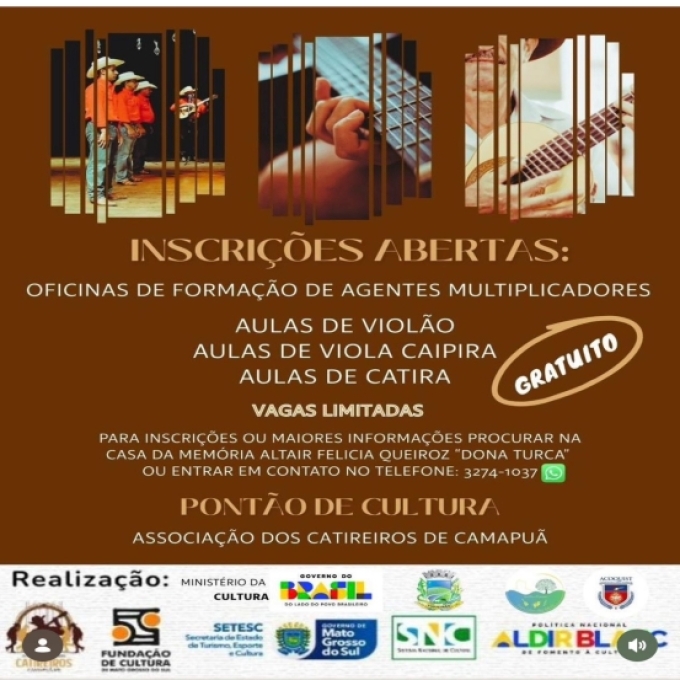 Figueirão abre inscrições para oficinas de violão, viola e catira