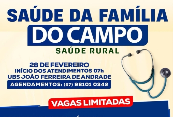 Saúde da Família do Campo será realizada neste sábado (28) em Alcinópolis