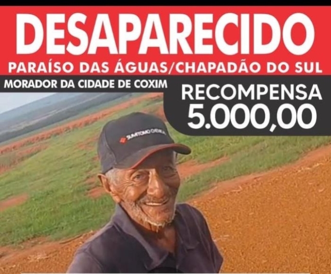Família oferece R$ 5 mil por informação sobre pintor de Coxim desaparecido há 70 dias