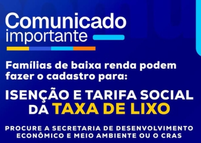Prefeitura de Alcinópolis abre cadastro para isenção e tarifa social da taxa de lixo