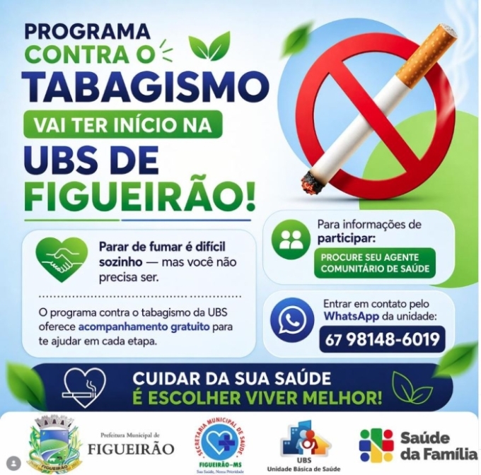 Figueirão lança programa gratuito para ajudar população a parar de fumar