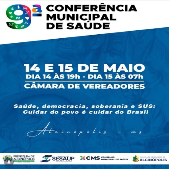 Conferência Municipal de Saúde será realizada nos dias 14 e 15 de maio em Alcinópolis