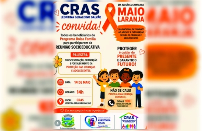 CRAS de Figueirão realiza reunião socioeducativa em alusão ao Maio Laranja