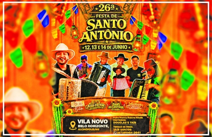 Em junho acontece a 26ª Festa de Santo Antônio, Vila Novo Belo Horizonte, Alcinópolis - MS