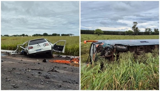 Identificadas as vítimas fatais de acidente entre ônibus e Golf na BR-060 em Camapuã