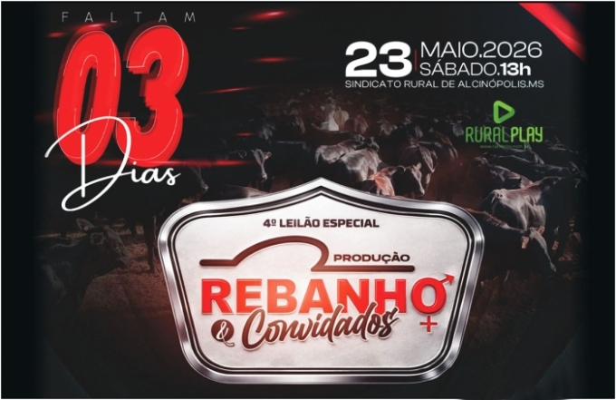 Faltam apenas 3 dias para o grande leilão da Rebanho “Assistência Veterinária”, em Alcinópolis