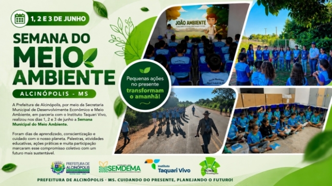 Semana Municipal do Meio Ambiente envolve cerca de 500 alunos em ações educativas em Alcinópolis