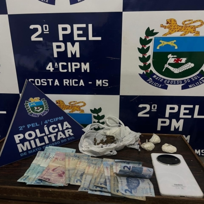 Polícia Militar prende mulher por tráfico de drogas em bar de Costa Rica