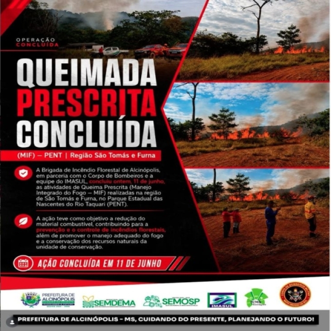 Queima prescrita reforça prevenção a incêndios no Parque Estadual das Nascentes do Rio Taquari