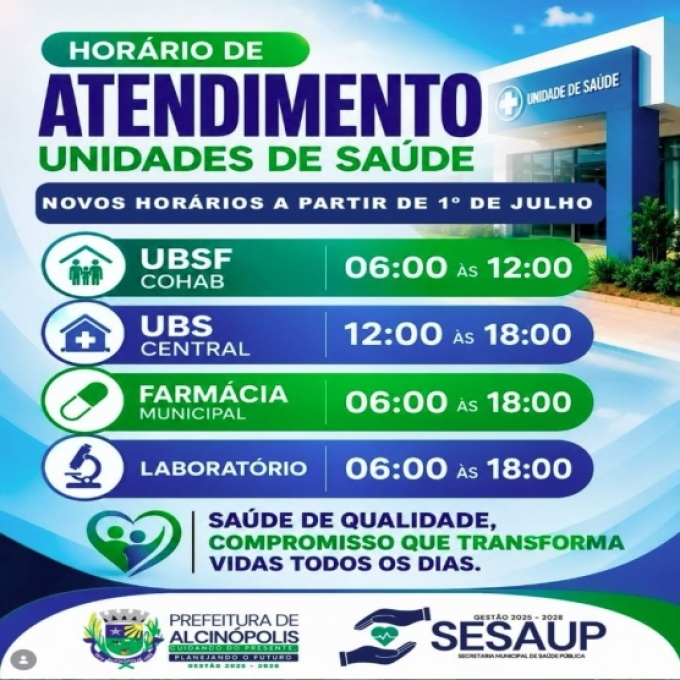 Alcinópolis amplia atendimento na saúde e define novos horários para unidades municipais
