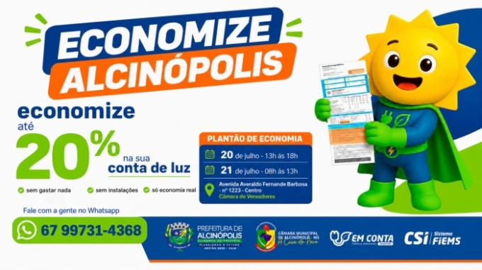 Moradores de Alcinópolis poderão economizar até 20% na conta de energia elétrica