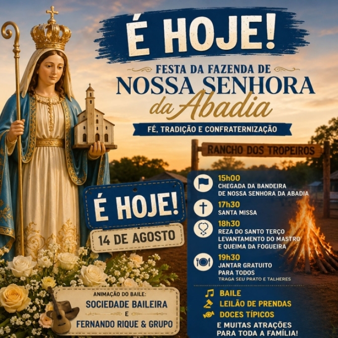 É HOJE: Festa de Nossa Senhora da Abadia reúne fé, tradição e confraternização em Figueirão