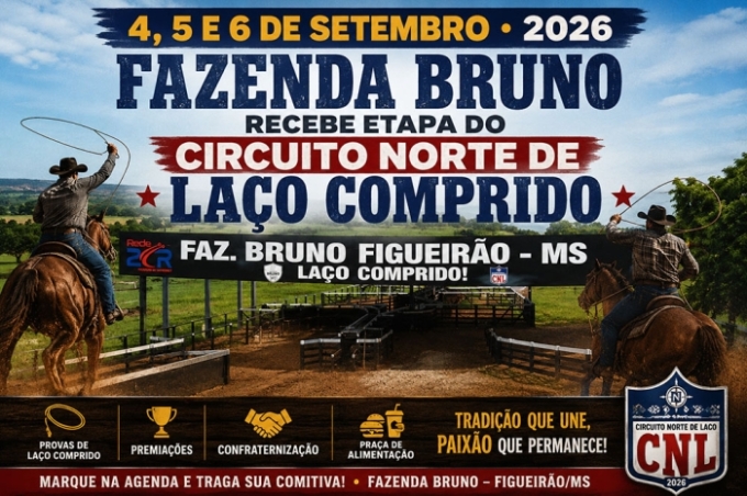 Fazenda Bruno recebe etapa do Circuito Norte de Laço Comprido em setembro