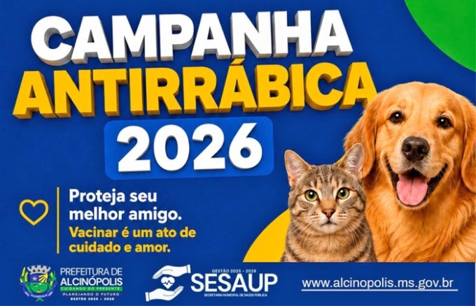 Alcinópolis realiza Campanha Antirrábica 2026 para cães e gatos