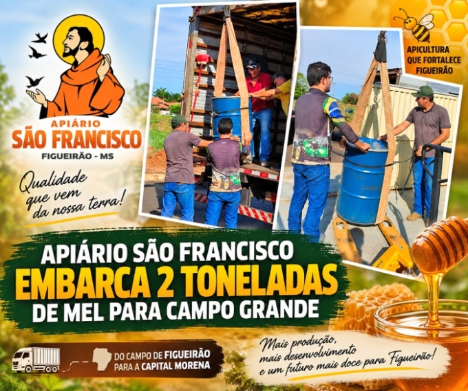 Figueirão ganha força na produção de mel e Apiário São Francisco embarca 2 toneladas para Campo Grande