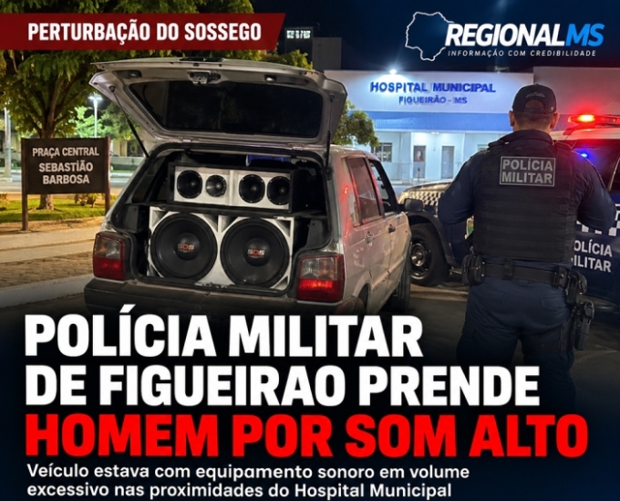 Som alto próximo ao Hospital Municipal termina com equipamento apreendido pela PM em Figueirão