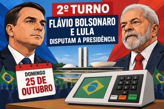 Flávio Bolsonaro e Lula disputam 2º turno da eleição presidencial no dia 25 de outubro