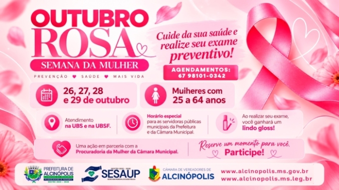 Alcinópolis promove Semana da Mulher com exames preventivos, atendimento especial e ações de valorização da sa&uacu