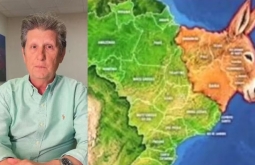Prefeito de Chapadão do Sul compartilha imagem com mapa do Nordeste em formato de burro
