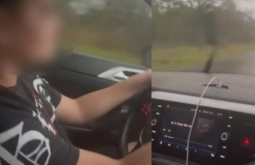 Pai filma e incentiva filho de 9 anos a dirigir em rodovia de MS durante ch