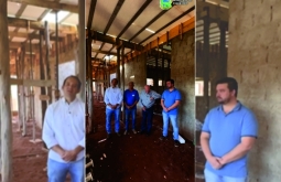 Prefeito e vice de Figueirão visitam obras em andamento na cidade