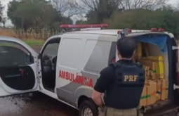 Falsa ambulância é apreendida com mais de uma tonelada de maconha em MS