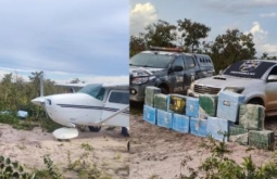 Forças de segurança apreendem avião e quase 500 kg de cocaína em MT