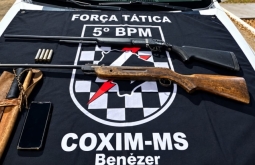 Polícia Militar prende homem e apreende duas espingardas após ameaça em Coxim