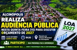 Alcinópolis realiza audiência pública nesta quinta-feira (15) para discutir orçamento de 2027